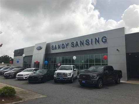 Sandy sansing ford - Business Profile for Sandy Sansing Ford Lincoln, LLC. New Car Dealers. At-a-glance. Contact Information. 27180 US Highway 98. Daphne, AL 36526-4818. Get Directions. Visit Website (251) 626-7777.